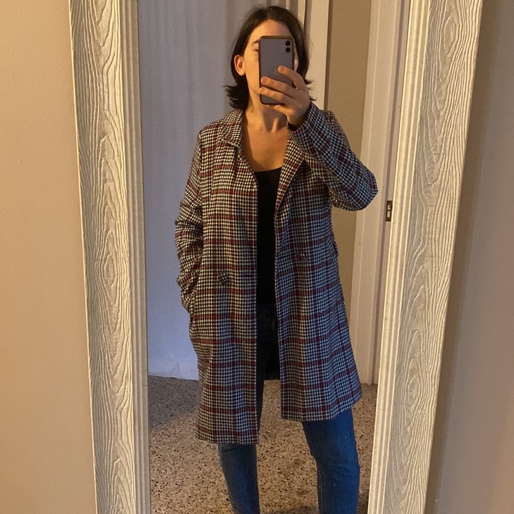 Plaid coat size L